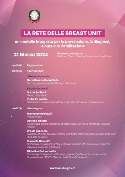 LA RETE DELLE BREAST UNIT MINISTERO DELLA SALUTE 21 MARZO 2024