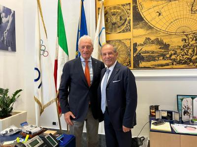Il Presidente CONI Buonfiglio e il Presidente LILT Schittulli