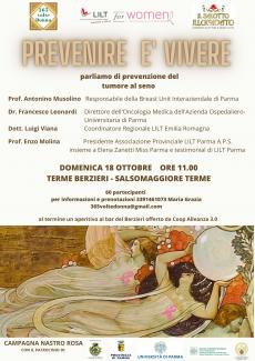 Parliamo di prevenzione del tumore al seno - Domenica 18/10 ore 11.00 - Terme Berzieri, Salsomaggiore Terme